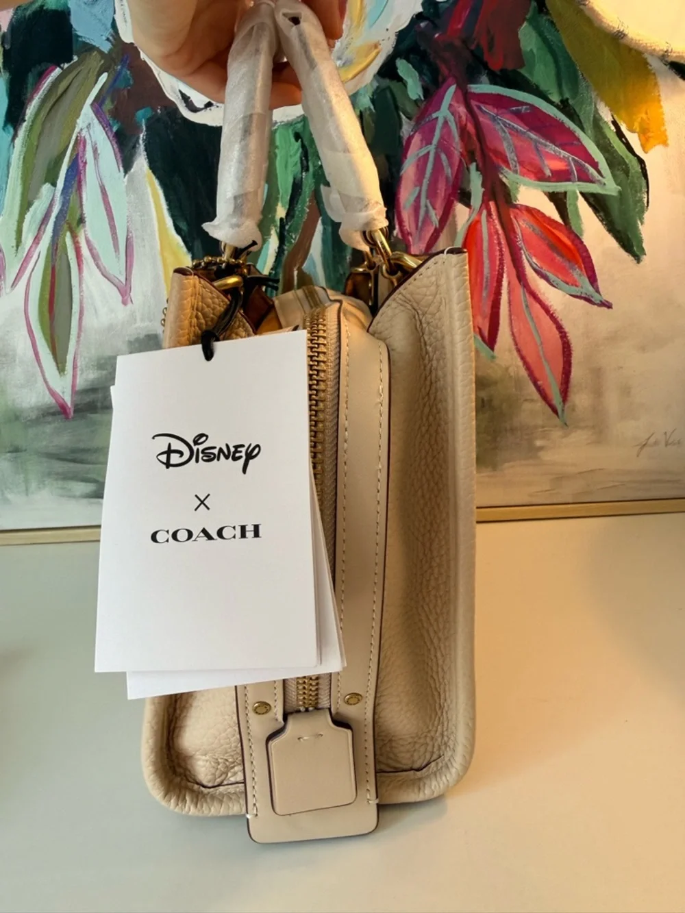 NWT COACH X DISNEY IVORY LEATHER ROGUE 25 WITH MICKEY MOUSE & CATERPILLAR CH461 - Picture 4 of 13